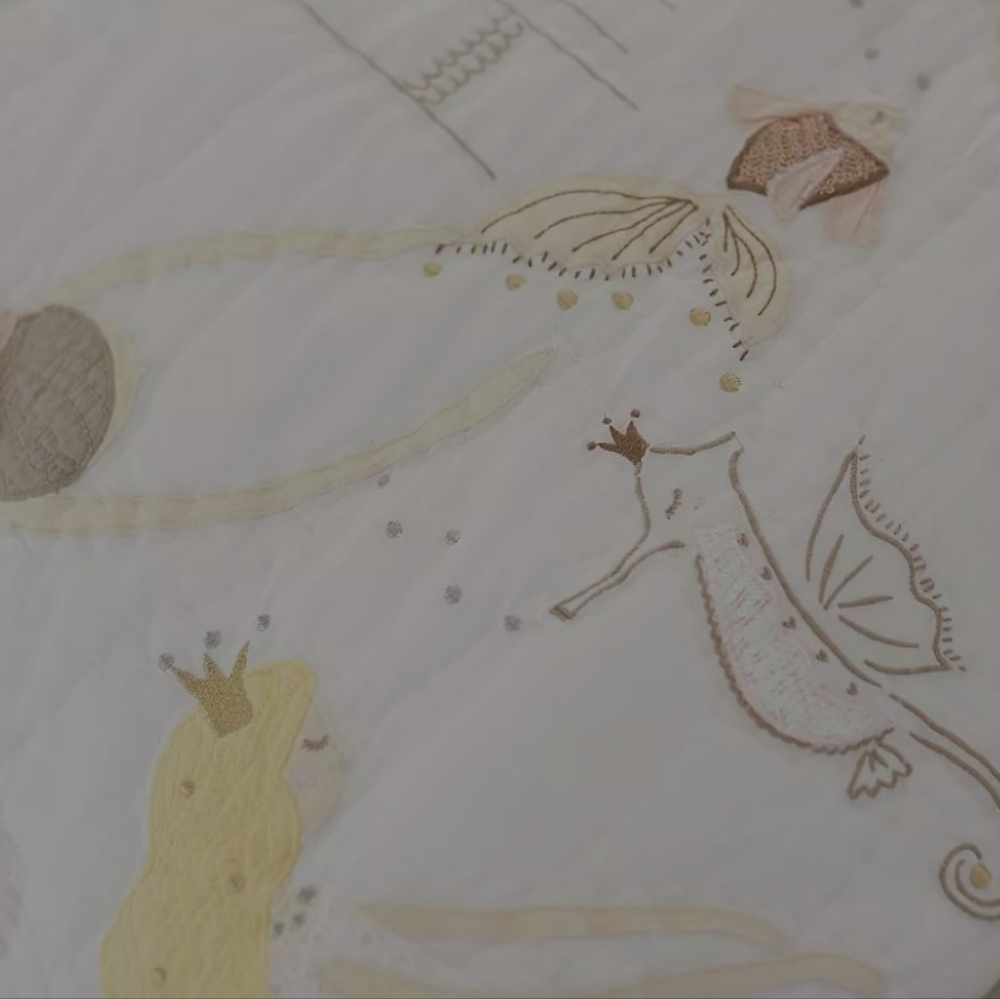 NEW MERMAID CASTLE QUILT Blanket 100% Cotton embroidered